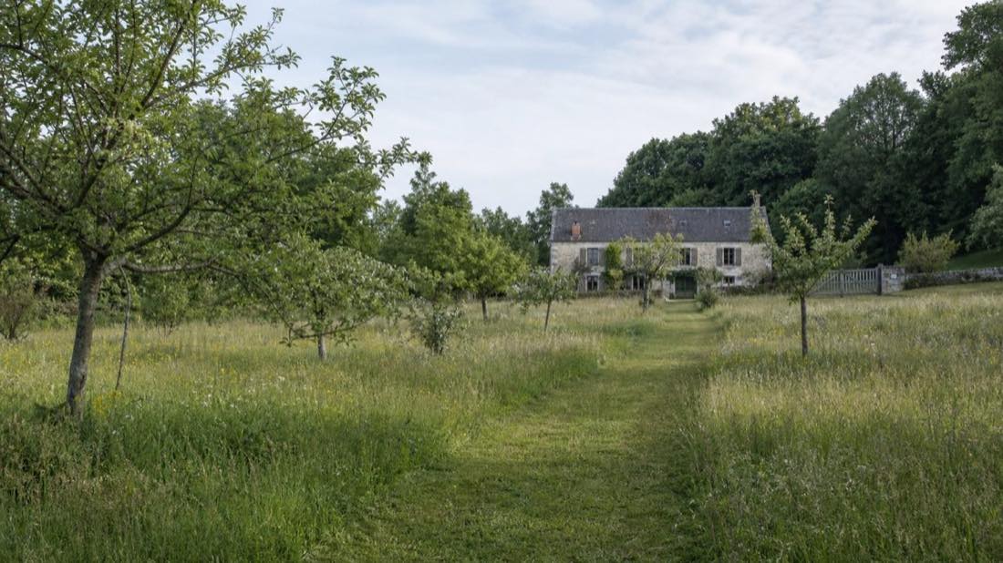 Verger privé installé dans une prairie fleurie
