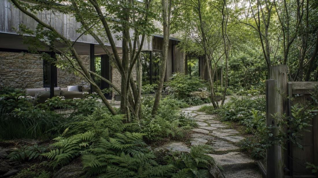 Jardin d’ombre au pied d’une maison