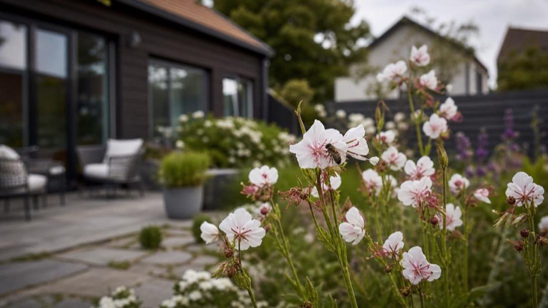 Pollinisateur dans les vivaces d’un jardin privé